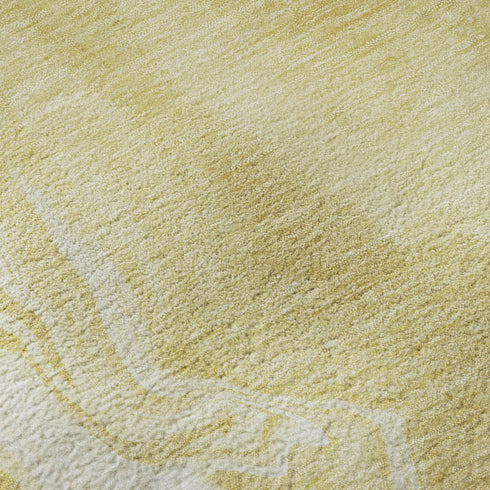 5' X 8' Gold And Ivory Abstract Washable Area Rug With UV Protection