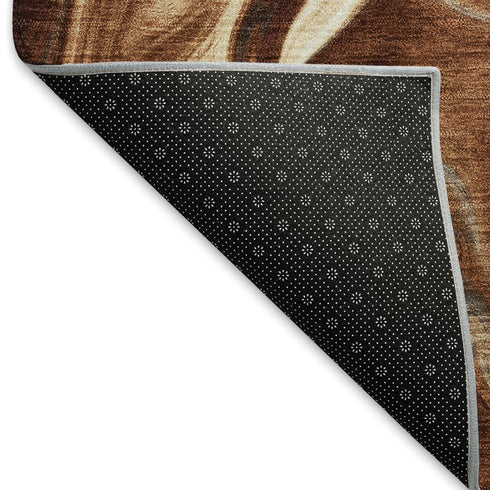 9' X 12' Rust Ivory And Beige Abstract Washable Area Rug With UV Protection