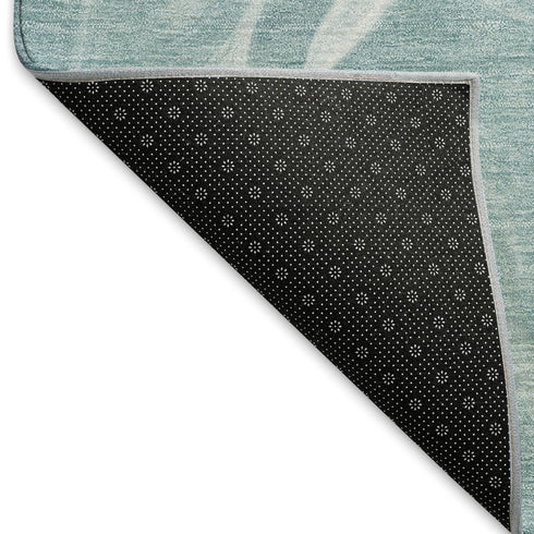 8' X 10' Teal And Ivory Abstract Washable Area Rug With UV Protection