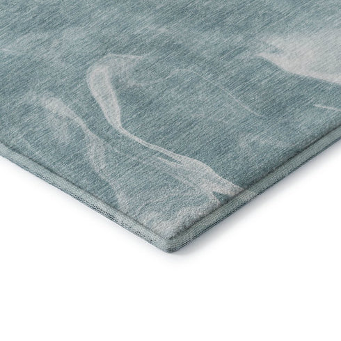 8' X 10' Teal And Ivory Abstract Washable Area Rug With UV Protection