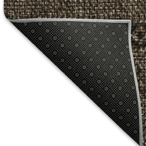 5' X 8' Chocolate And Gray Southwestern Washable Area Rug With UV Protection