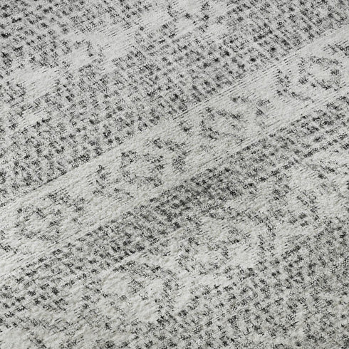 5' X 8' Gray And Silver Southwestern Washable Area Rug With UV Protection