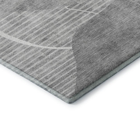 5' X 8' Gray And Silver Abstract Geometric Washable Area Rug With UV Protection