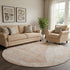 8' Salmon And Ivory Abstract Geometric Washable Round Rug With UV Protection