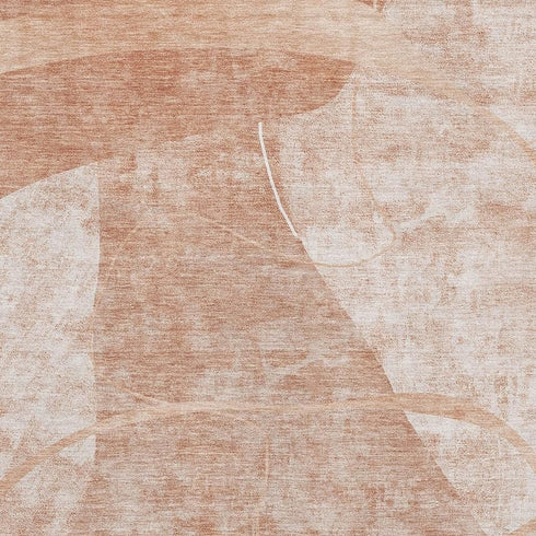 8' X 10' Salmon And Ivory Abstract Geometric Washable Area Rug With UV Protection