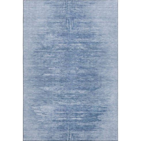 5' X 8' Blue And Ivory Abstract Washable Area Rug With UV Protection