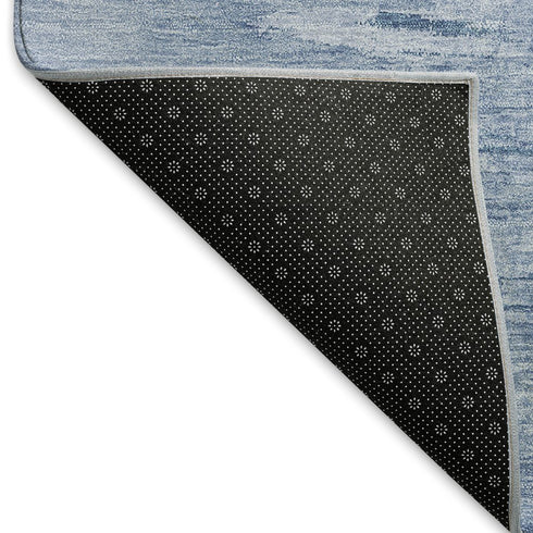 5' X 8' Blue And Ivory Abstract Washable Area Rug With UV Protection