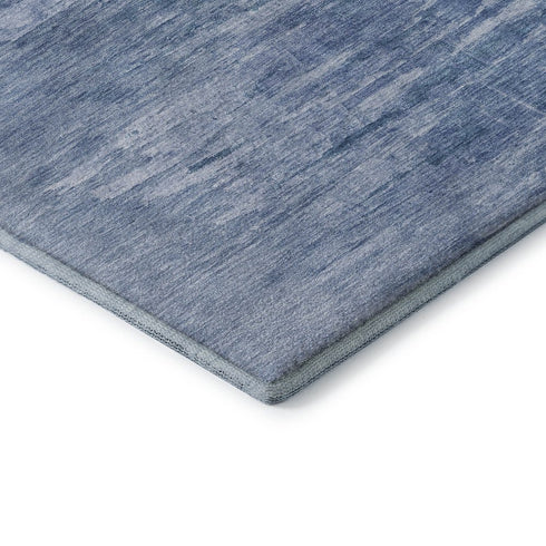 5' X 8' Blue And Ivory Abstract Washable Area Rug With UV Protection