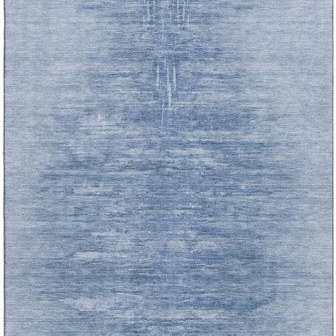 5' X 8' Blue And Ivory Abstract Washable Area Rug With UV Protection