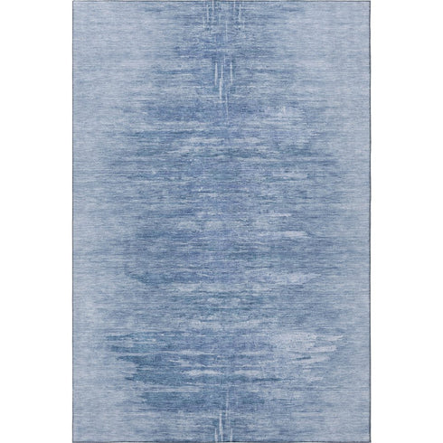 5' X 8' Blue And Ivory Abstract Washable Area Rug With UV Protection