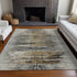 8' X 10' Gray Silver And Gold Abstract Washable Area Rug With UV Protection