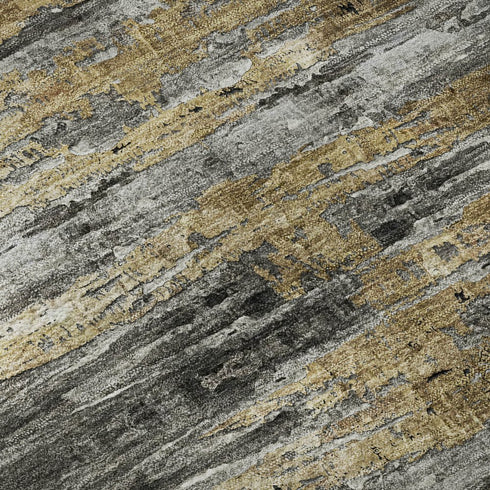 8' X 10' Gray Silver And Gold Abstract Washable Area Rug With UV Protection