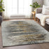 8' X 10' Gray Silver And Gold Abstract Washable Area Rug With UV Protection