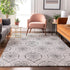 8' X 10' Silver And Gray Medallion Washable Area Rug With UV Protection