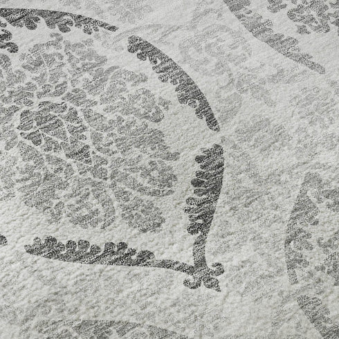 8' X 10' Silver And Gray Medallion Washable Area Rug With UV Protection