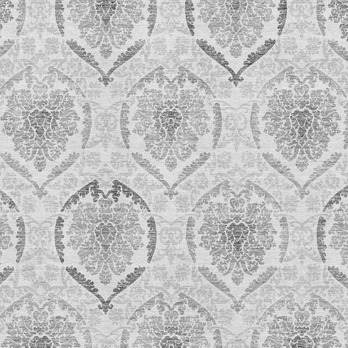 8' X 10' Silver And Gray Medallion Washable Area Rug With UV Protection