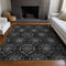 8' X 10' Gray And Silver Medallion Washable Area Rug With UV Protection