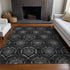 8' X 10' Gray And Silver Medallion Washable Area Rug With UV Protection