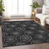 8' X 10' Gray And Silver Medallion Washable Area Rug With UV Protection