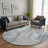 8' Green Purple And Gray Abstract Washable Round Rug With UV Protection