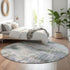 8' Green Purple And Gray Abstract Washable Round Rug With UV Protection