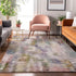 9' X 12' Plum Gold And Ivory Abstract Washable Area Rug With UV Protection