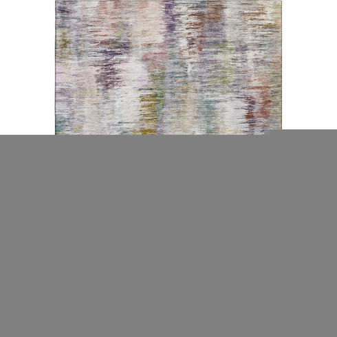 9' X 12' Plum Gold And Ivory Abstract Washable Area Rug With UV Protection