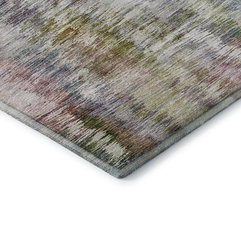 9' X 12' Plum Gold And Ivory Abstract Washable Area Rug With UV Protection