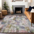 9' X 12' Plum Gold And Ivory Abstract Washable Area Rug With UV Protection