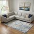 8' X 10' Blue Taupe And Ivory Abstract Washable Area Rug With UV Protection
