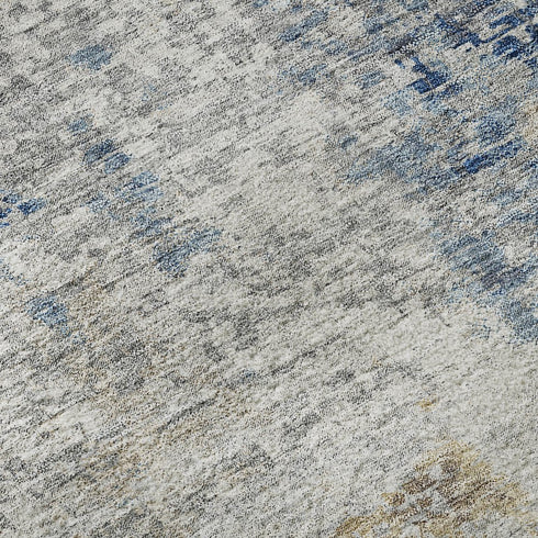 8' X 10' Blue Taupe And Ivory Abstract Washable Area Rug With UV Protection