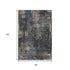 8' X 10' Charcoal Blue And Beige Abstract Washable Area Rug With UV Protection