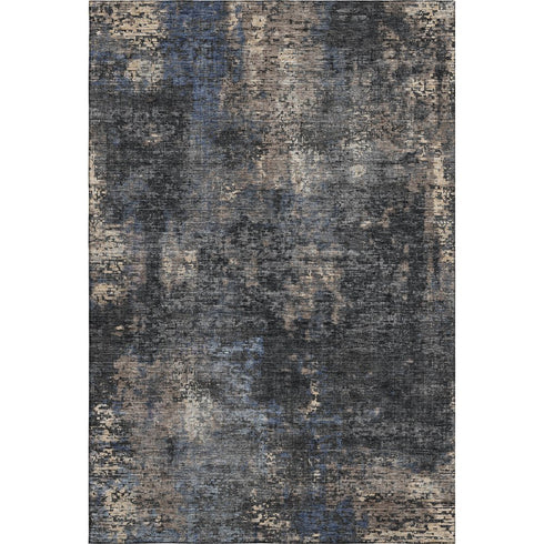 8' X 10' Charcoal Blue And Beige Abstract Washable Area Rug With UV Protection