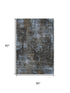 5' X 8' Graphite Blue And Copper Abstract Washable Area Rug With UV Protection