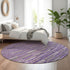8' Purple And Gray Striped Washable Round Rug With UV Protection