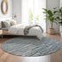 8' Teal And Gray Striped Washable Round Rug With UV Protection