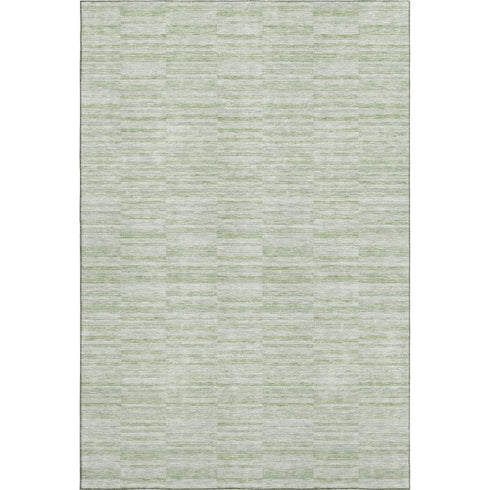 9' X 12' Sage And Ivory Striped Washable Area Rug With UV Protection