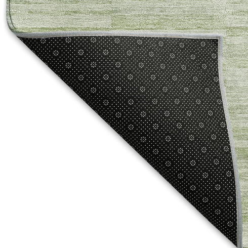 9' X 12' Sage And Ivory Striped Washable Area Rug With UV Protection