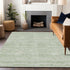 9' X 12' Sage And Ivory Striped Washable Area Rug With UV Protection