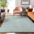 8' X 10' Turquoise Gray And Ivory Striped Washable Area Rug With UV Protection