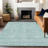 8' X 10' Turquoise Gray And Ivory Striped Washable Area Rug With UV Protection