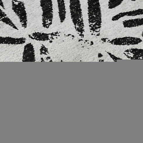 9' X 12' Ivory And Black Zebra Print Washable Area Rug With UV Protection