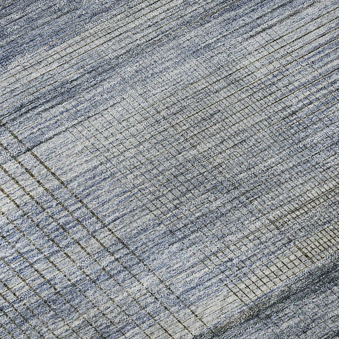 5' X 8' Blue And Gray Striped Washable Area Rug With UV Protection