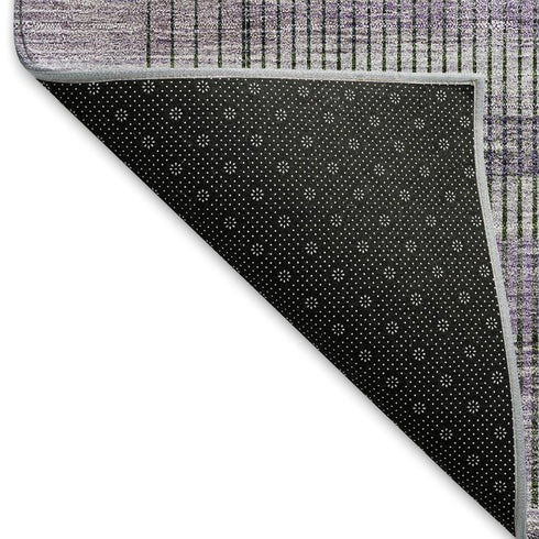 9' X 12' Purple And Gray Striped Washable Area Rug With UV Protection