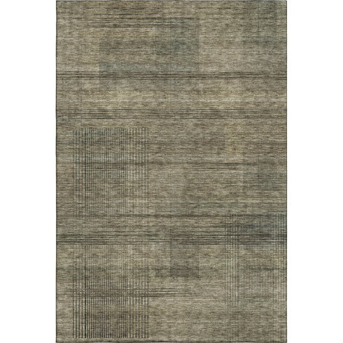 5' X 8' Brown Beige And Gray Striped Washable Area Rug With UV Protection