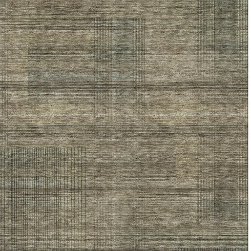 8' X 10' Brown Beige And Gray Striped Washable Area Rug With UV Protection