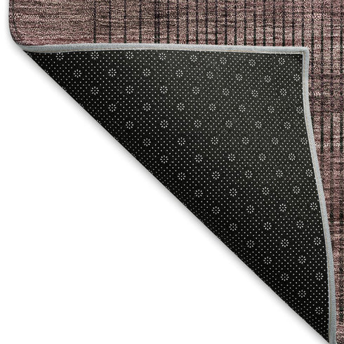 5' X 8' Merlot And Gray Striped Washable Area Rug With UV Protection