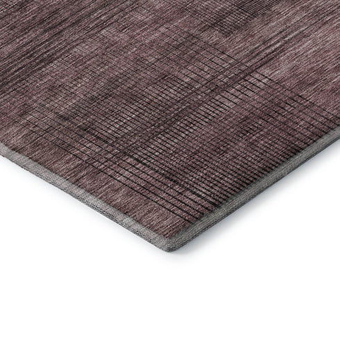 5' X 8' Merlot And Gray Striped Washable Area Rug With UV Protection