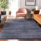 9' X 12' Navy Blue And Gray Striped Washable Area Rug With UV Protection