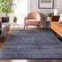 9' X 12' Navy Blue And Gray Striped Washable Area Rug With UV Protection